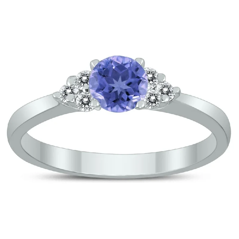 4MM Tanzanite and Diamond Cynthia Ring in 10K White Gold