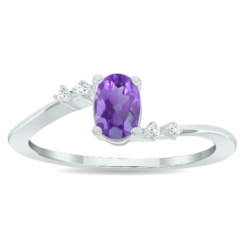 Women's Amethyst and Diamond Tierra Ring in 10K White Gold