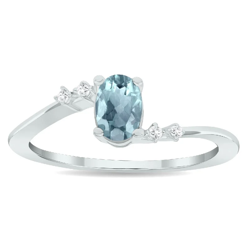 Women's Aquamarine and Diamond Tierra Ring in 10K White Gold