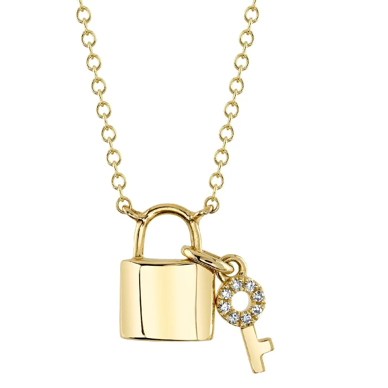 0.02CT DIAMOND LOCK & KEY NECKLACE