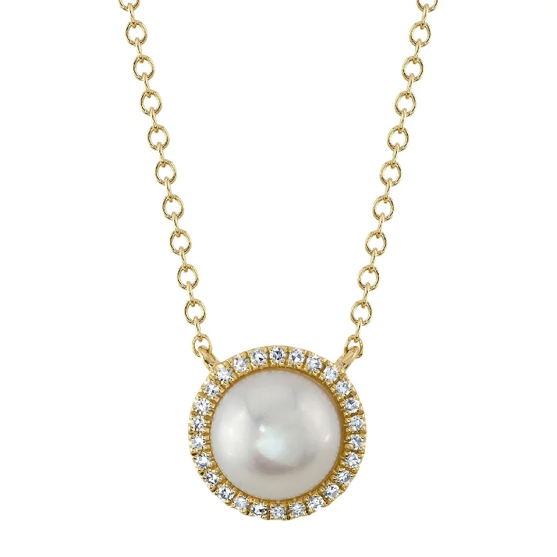 0.08CT DIAMOND & CULTURED PEARL NECKLACE