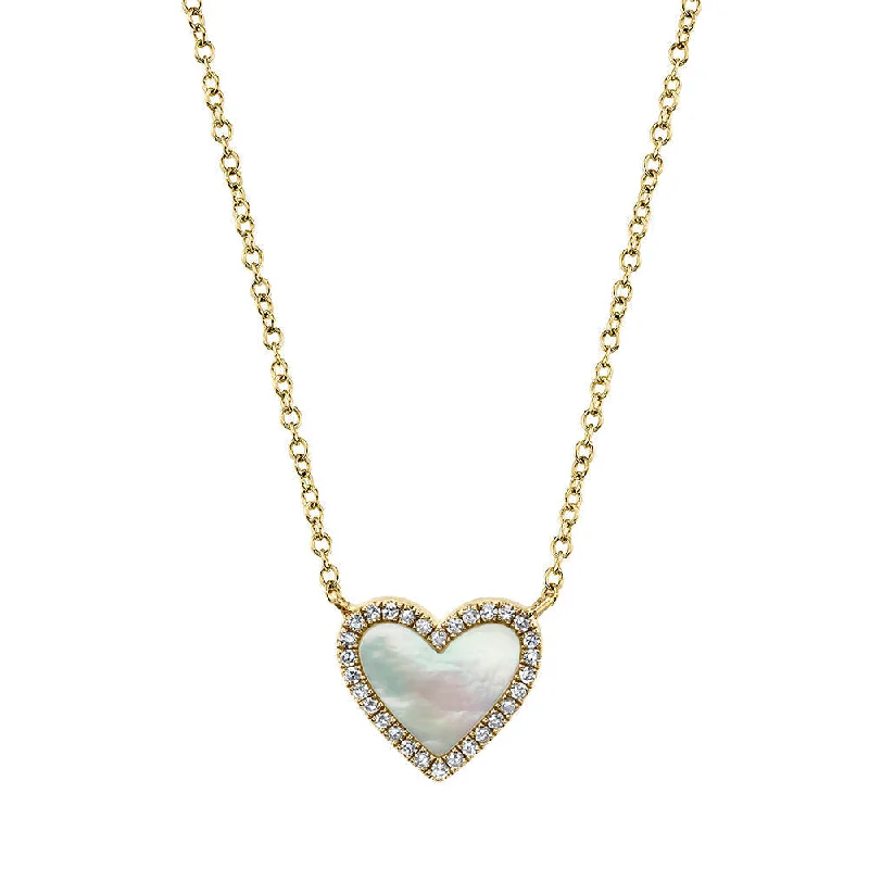 0.09CT DIAMOND & 0.56CT MOTHER OF PEARL HEART NECKLACE SC55012462