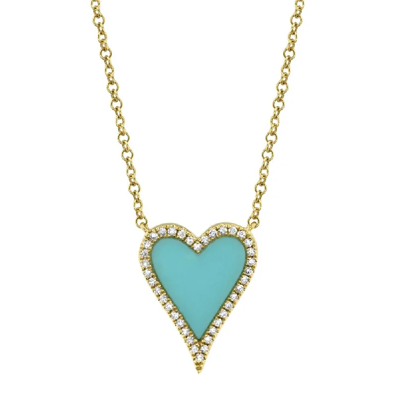 0.09CT DIAMOND & 0.69CT COMPOSITE TURQUOISE HEART NECKLACE