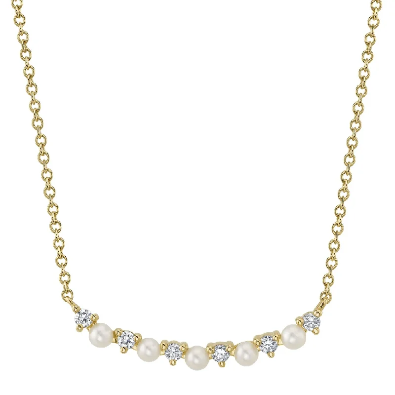 0.12CT DIAMOND & CULTURED PEARL NECKLACE