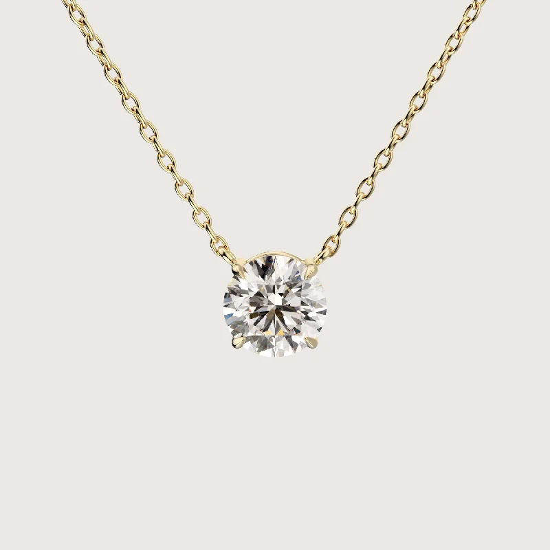 The One - 1 carat round cut diamond pendant gold necklace