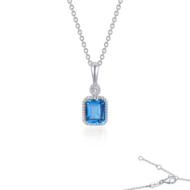 Lafonn Birthstone Emerald December Blue Topaz Necklace BP009BTP20