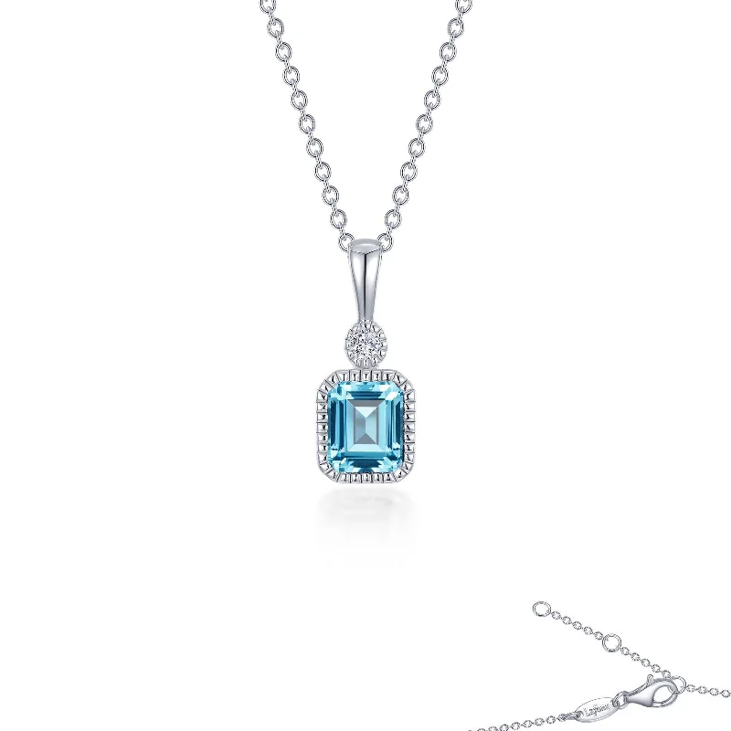 Lafonn Birthstone Emerald March Aquamarine Necklace BP009AQP20