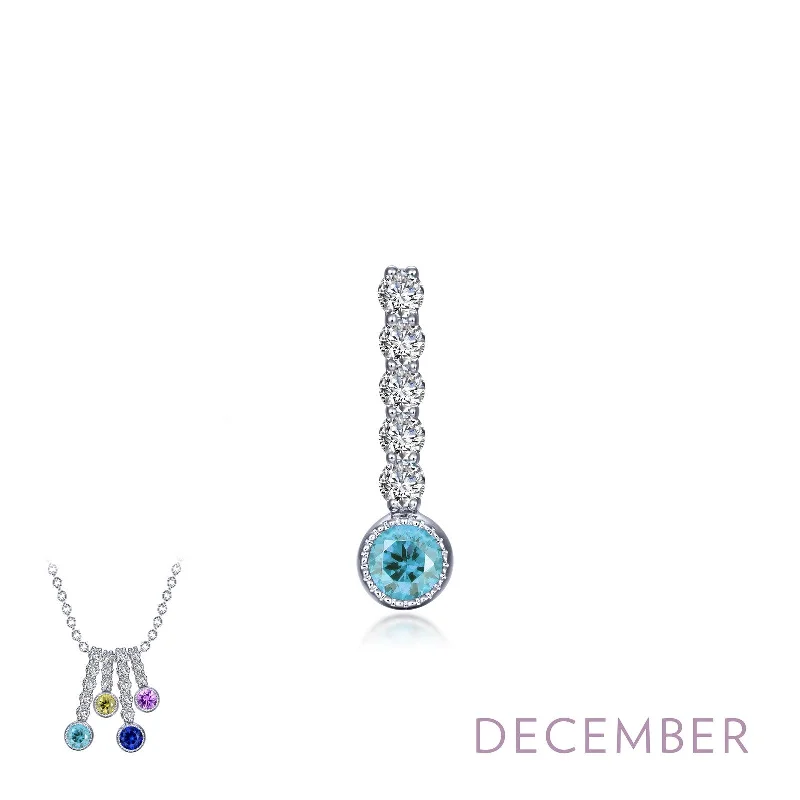 Lafonn Birthstone Round December Blue Topaz Necklace BP003BTP00