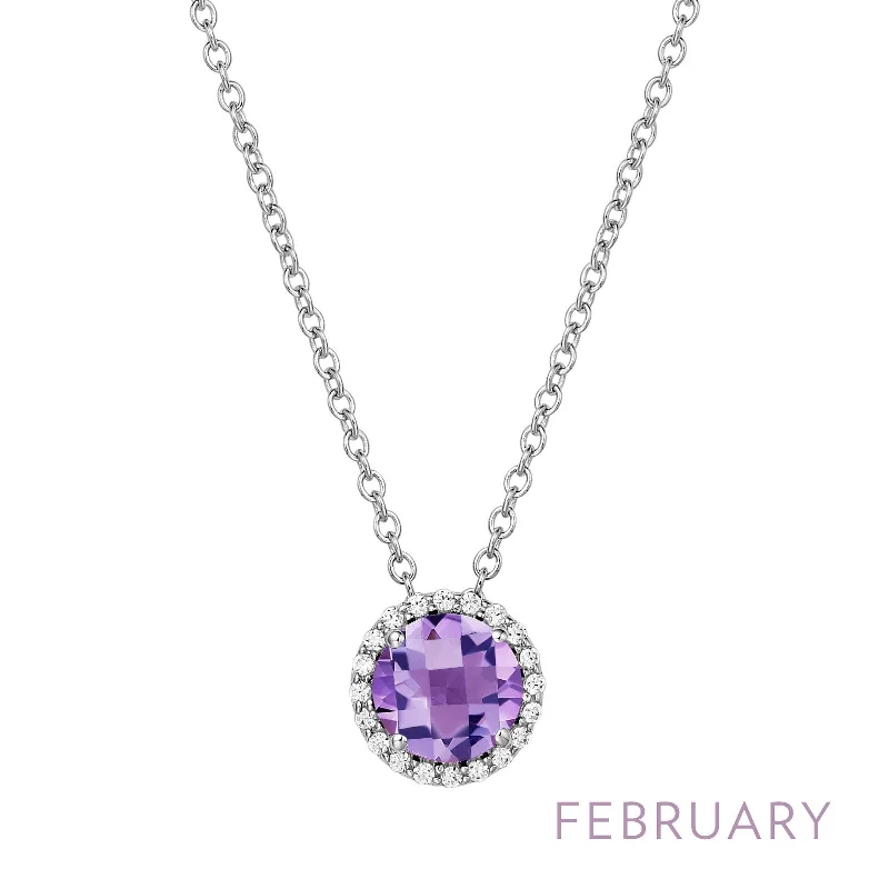 Lafonn Birthstone Round February Amethyst Necklace BN001AMP18