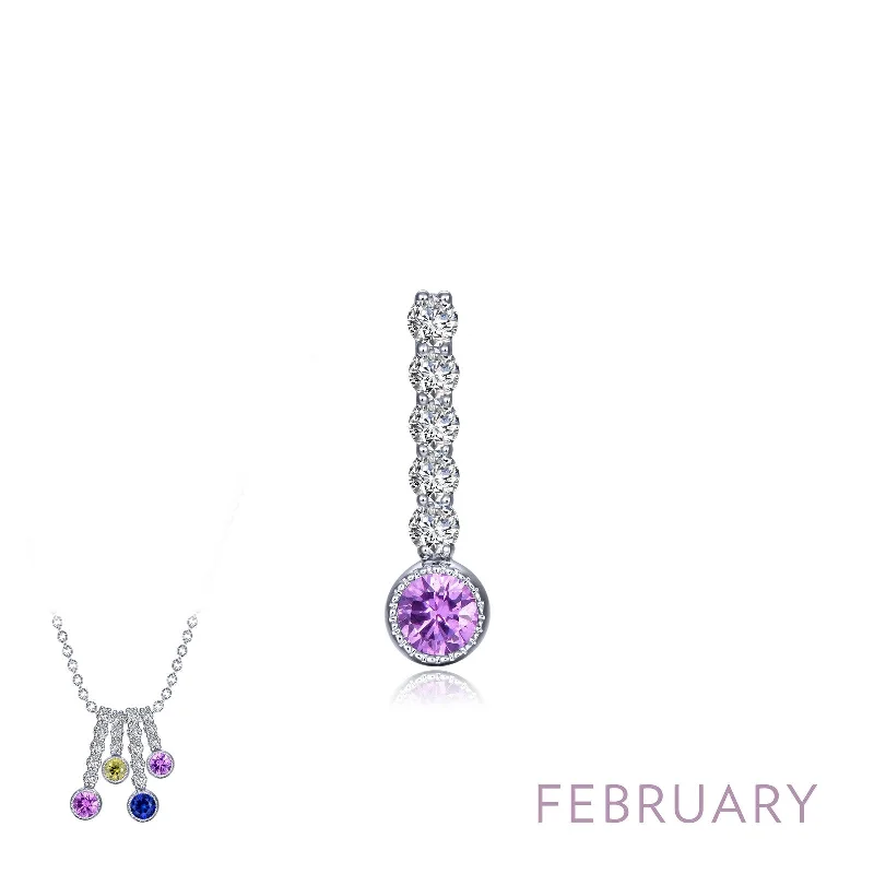 Lafonn Birthstone Round February Amethyst Necklace BP003AMP00