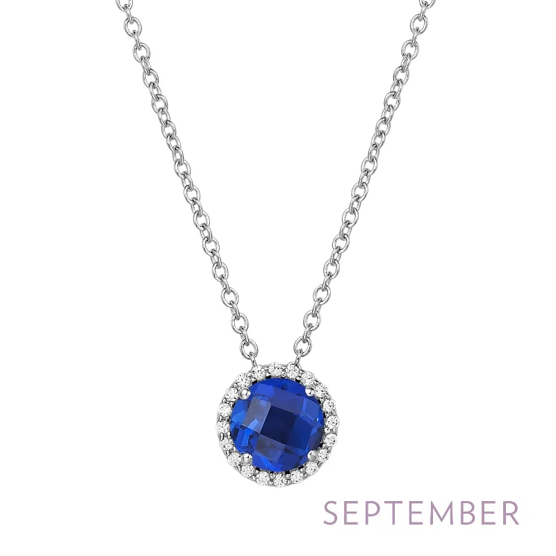 Lafonn Birthstone Round September Sapphire Necklace BN001SAP18