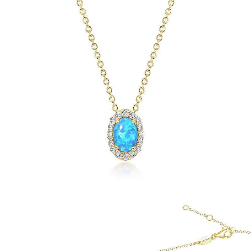 Lafonn Classic Oval Blue Blue Opal Necklace P0204BOG18