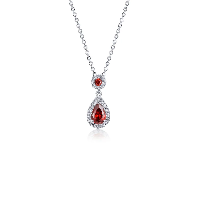 Lafonn Classic Pear Garnet Necklace N0318GNP20