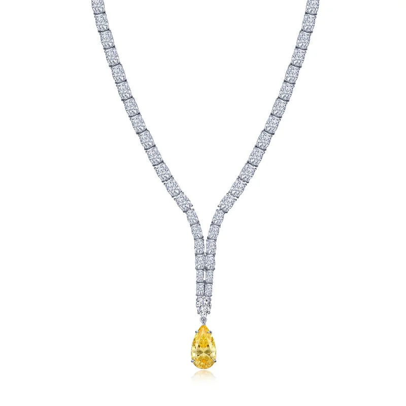 Lafonn Red Carpet Pear Canary Necklace 8N005CAP16