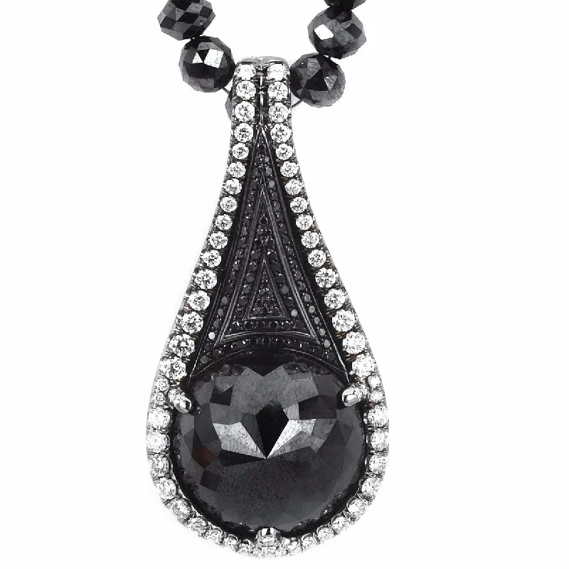 Black Diamond Tear Drop Pendant and Necklace P196