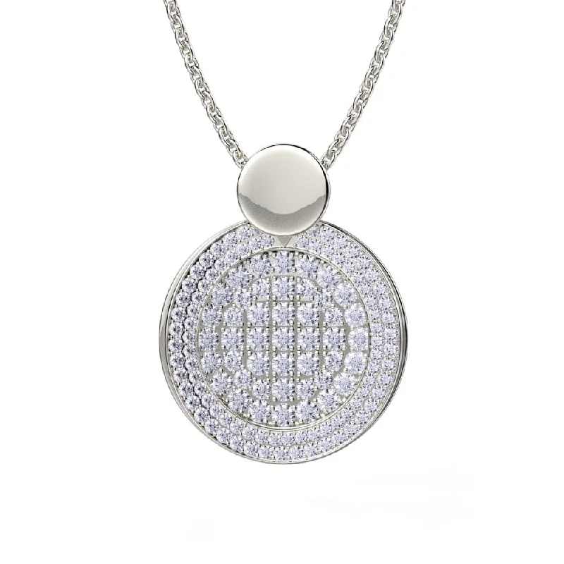 Diamond Filled Circle Pendant Necklace MH108AWG