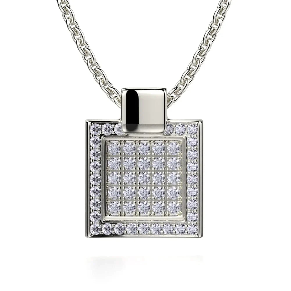 Diamond Filled Square Pendant Necklace MH110S-WG