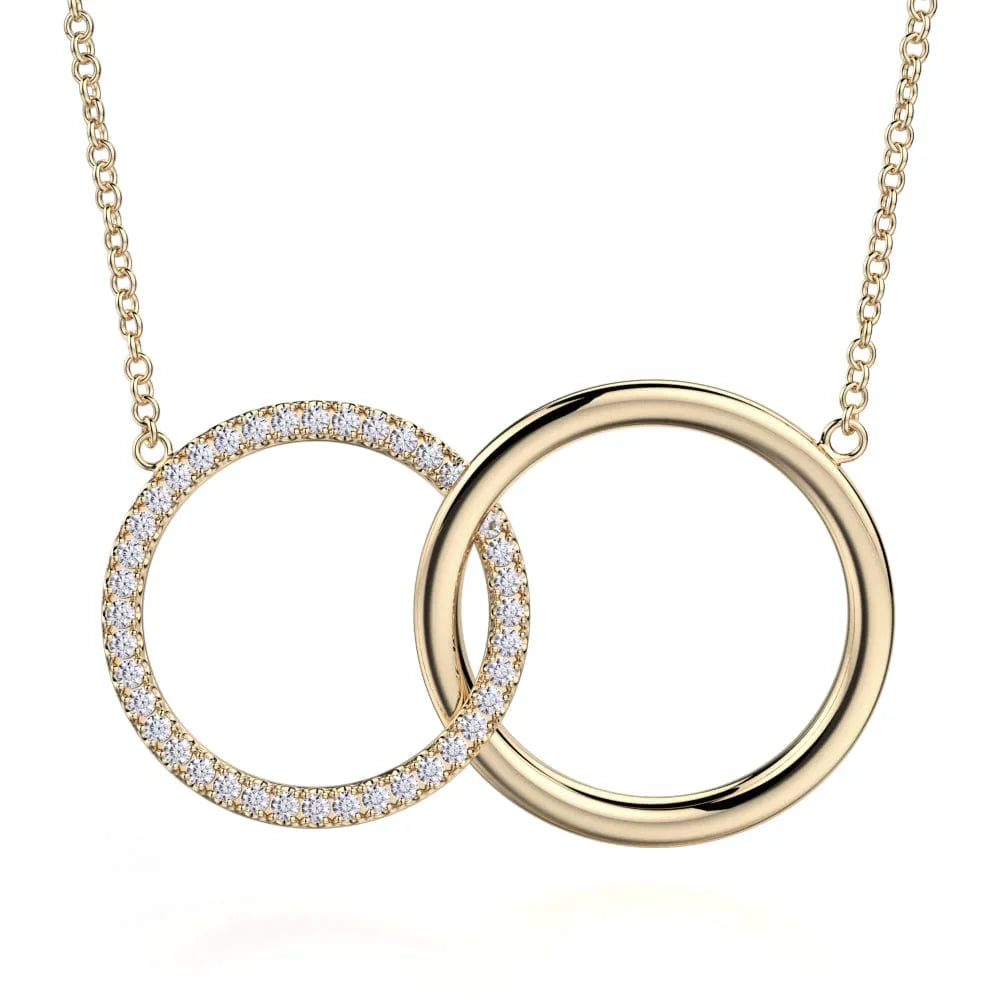 Double Diamond Circle Necklace P219YG