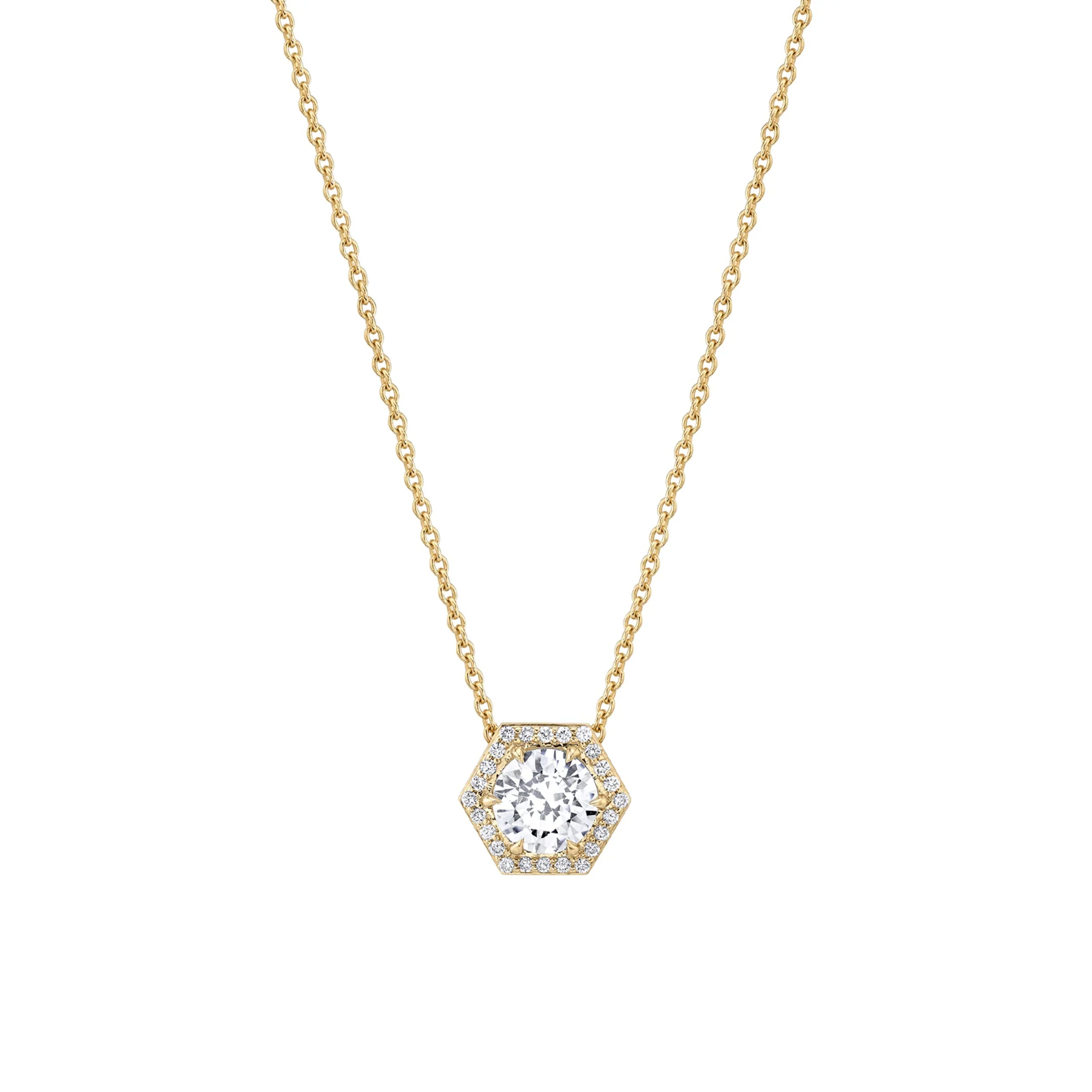 Hex Halo Solitaire Necklace P425-1.5