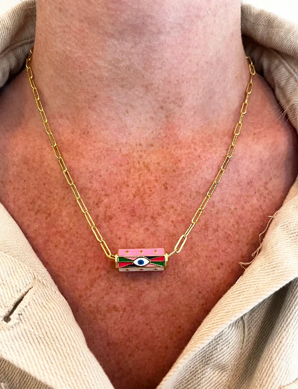 Pink Prism Eye Necklace