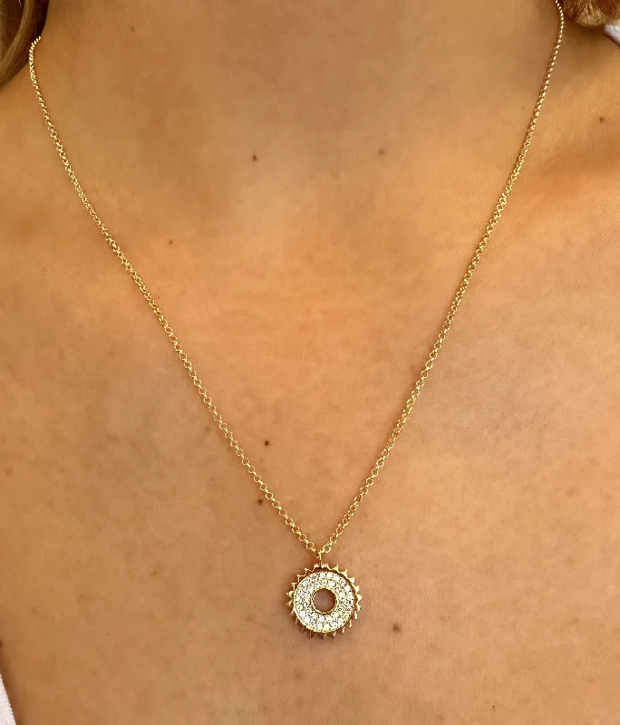 Radiant Pavé Disc Necklace