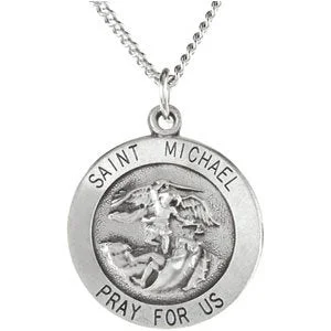 Sterling Silver 18 mm St. Michael Medal Necklace