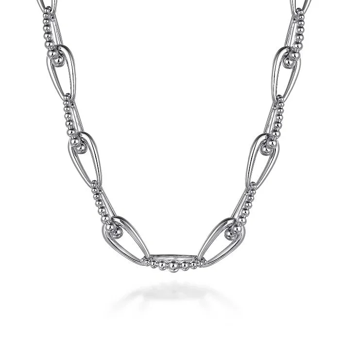 Sterling Silver Oval Link Chain 16 Inch Necklace with Bujukan Connectors