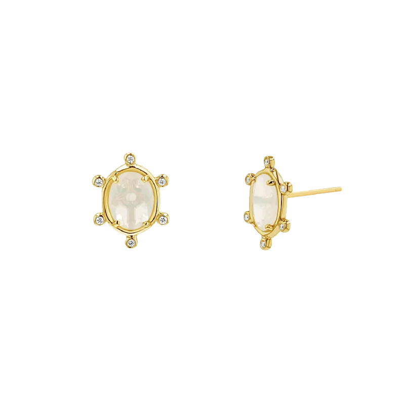 Opal and Diamond Halo Studs