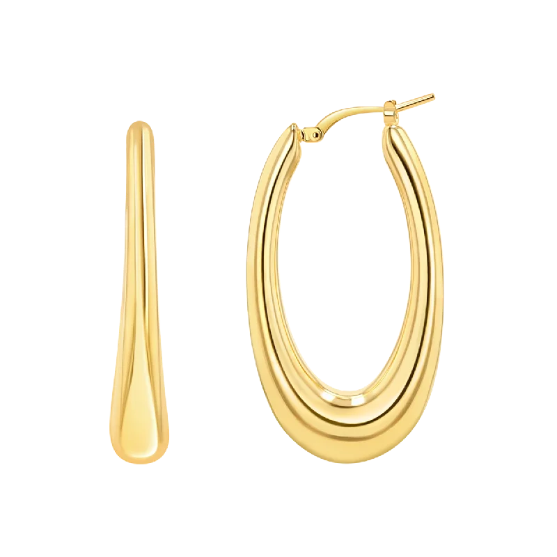 Oval Curved Hoop Earrings