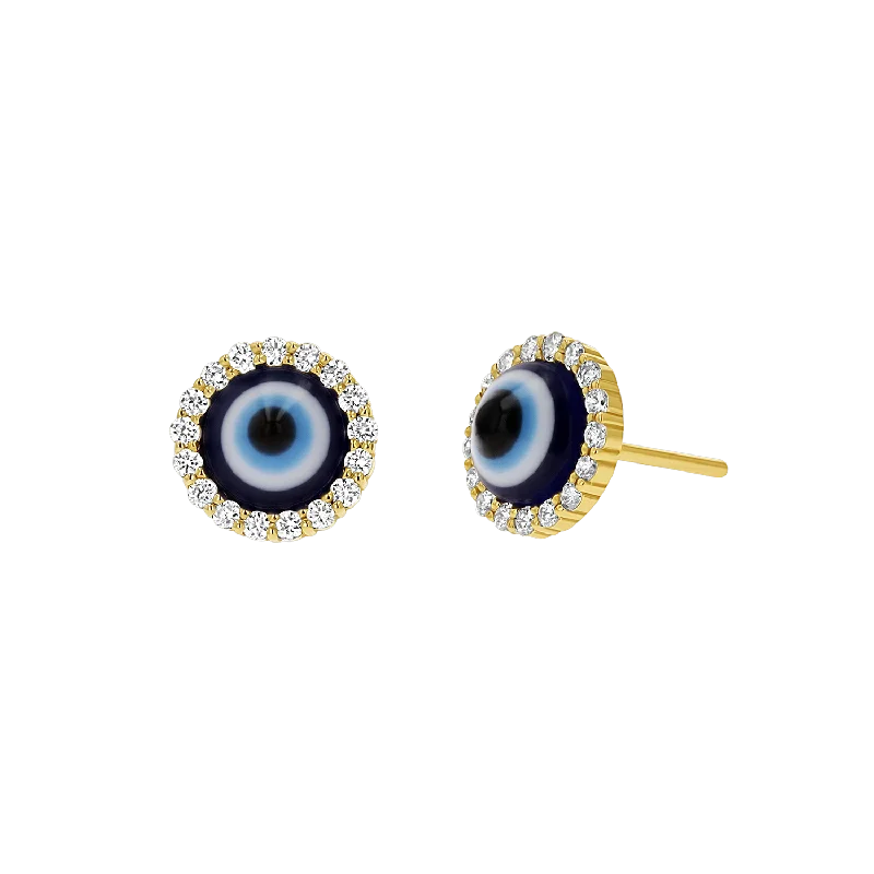 Round Diamond Evil Eye Studs