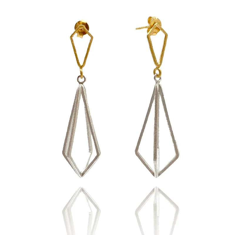 3D Triangular Drops - Gold/Silver