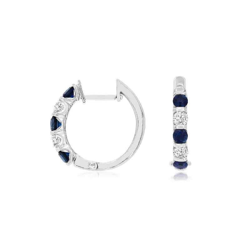 Sapphire & Diamond Hoops