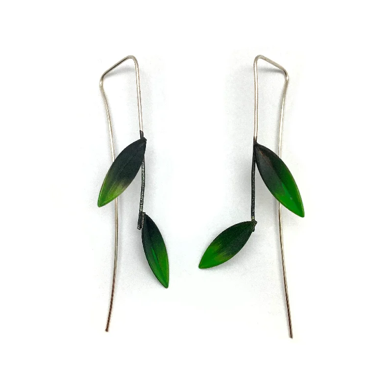 Angular Green Leaf Earrings