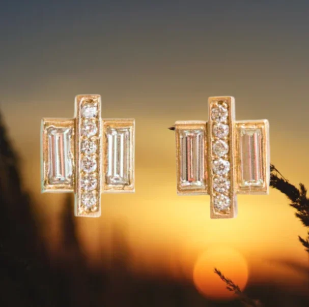 Art Deco Baguette Diamond Earrings