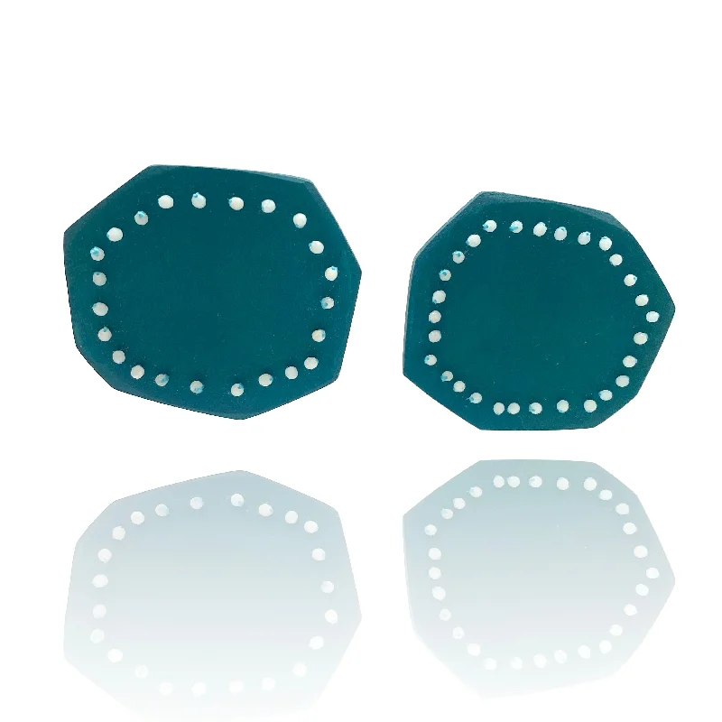 Beaded Paddle Studs - Teal