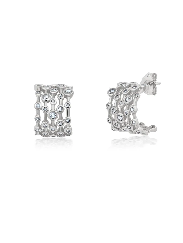 Bezel Shimmer Small Huggie Earrings