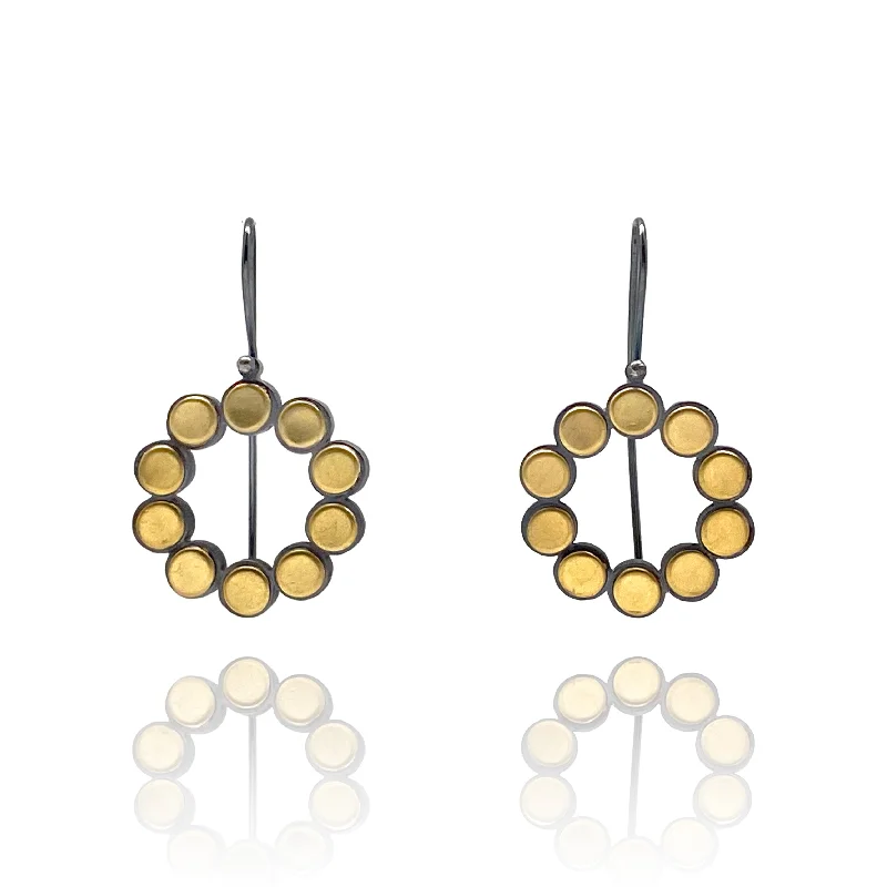 Bi-Metal Circle Dot Earrings