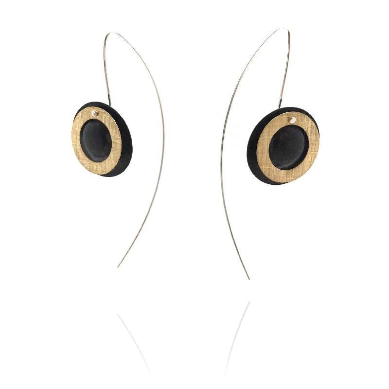 Black and Gold Vermeil Double Circle Earrings