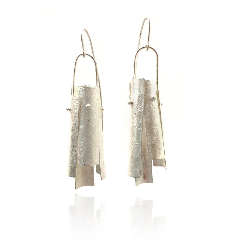 Bright Silver Tube Earrings