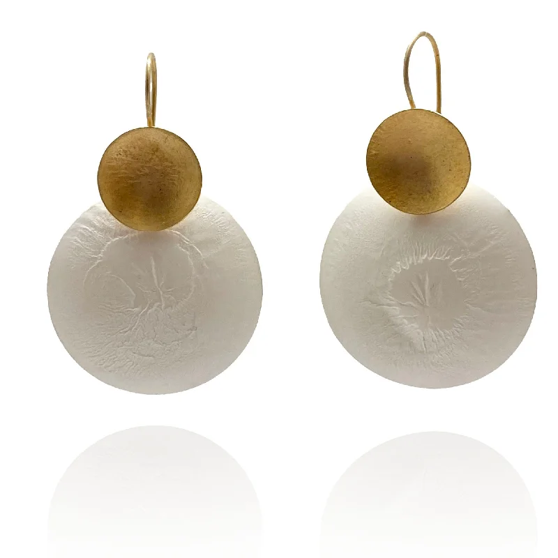 Circle Reticulated Silver and Gold Earrings