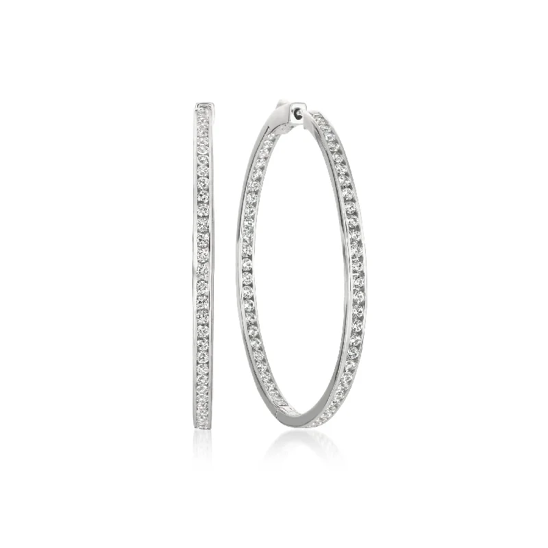 Classic Inside Out Hoop Earrings Finished in Pure Platinum - 1.3" diameter