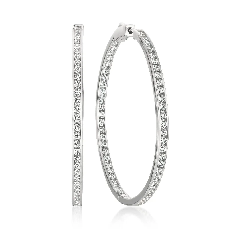 Classic Inside Out Hoop Earrings Finished in Pure Platinum - 1.5" diameter