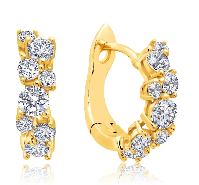 Cluster Petite Hoop Earrings Finished in 18kt Yellow Gold