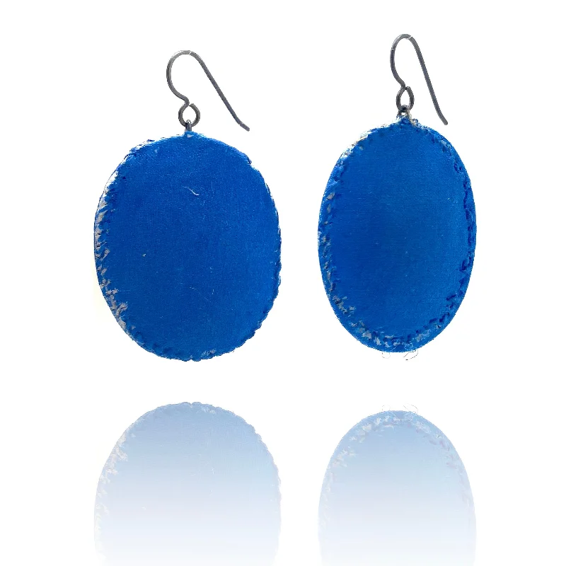 Cobalt Blue Oval Earrings