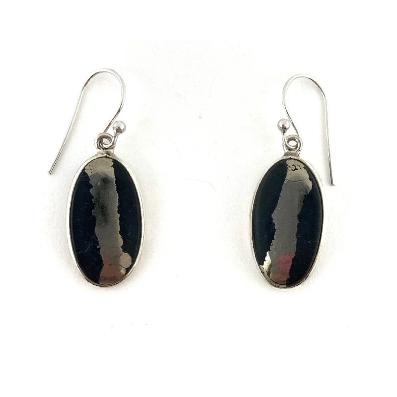 Striped Pyrite Hook Earrings