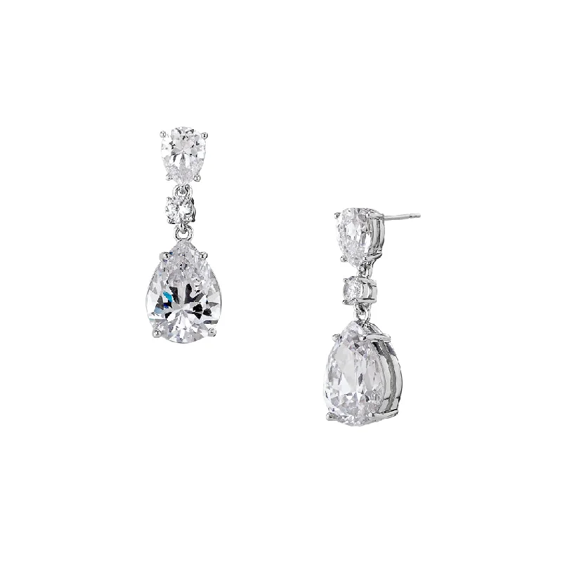 CZ LARGE PEAR LINEAR EARRINGS