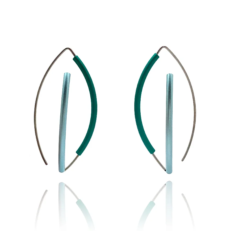 Dark Green and Light Blue 3D Bow Earrings