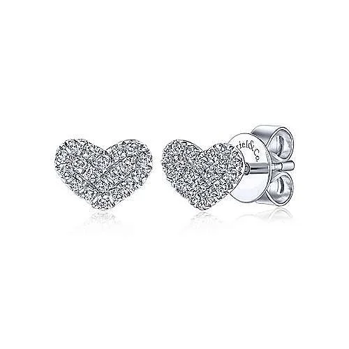 Pave Diamond Heart Studs