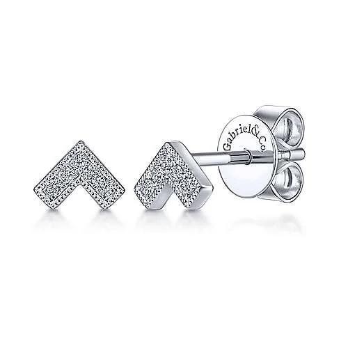 White Gold Diamond V Shaped Stud