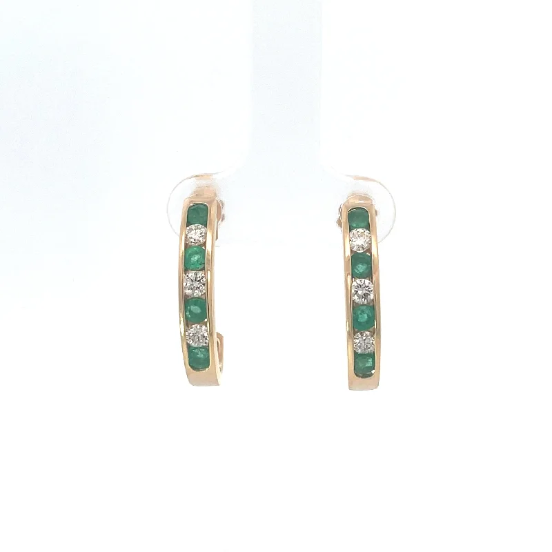 Diamond Emerald Channel Hoops